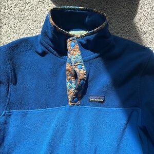 Patagonia Royal Blue Fleece with Patterned Trim